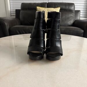 Michael Kors Black Strappy Peep-Toe Heeled Booties